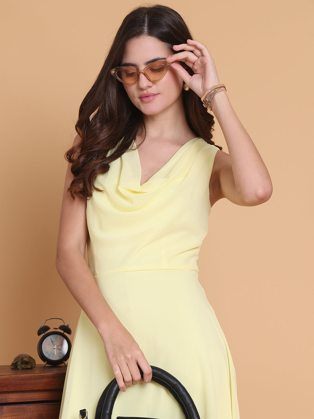 A-line Cowl Knee-Length Chiffon Cocktail Dress