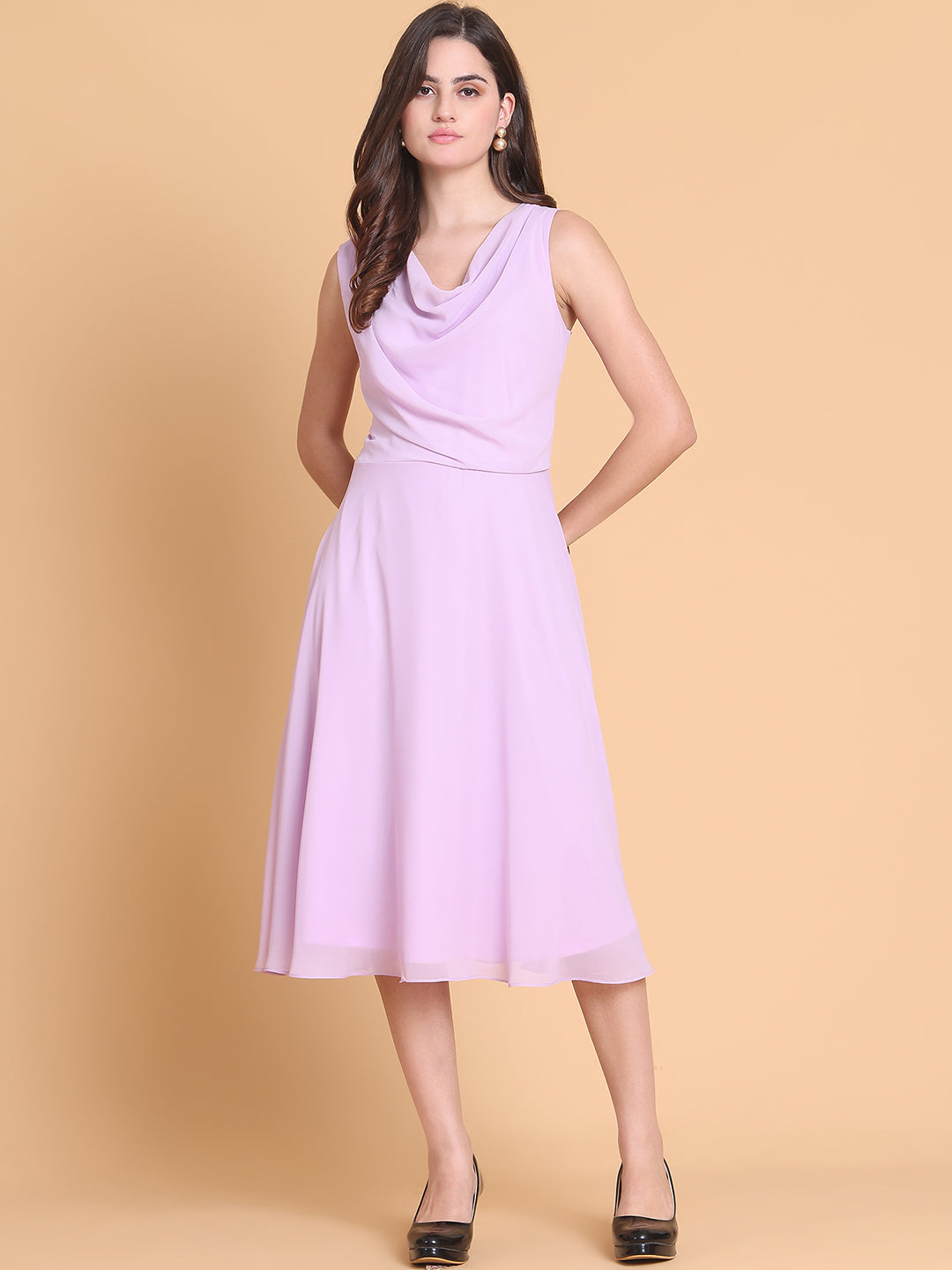A-line Cowl Knee-Length Chiffon Cocktail Dress