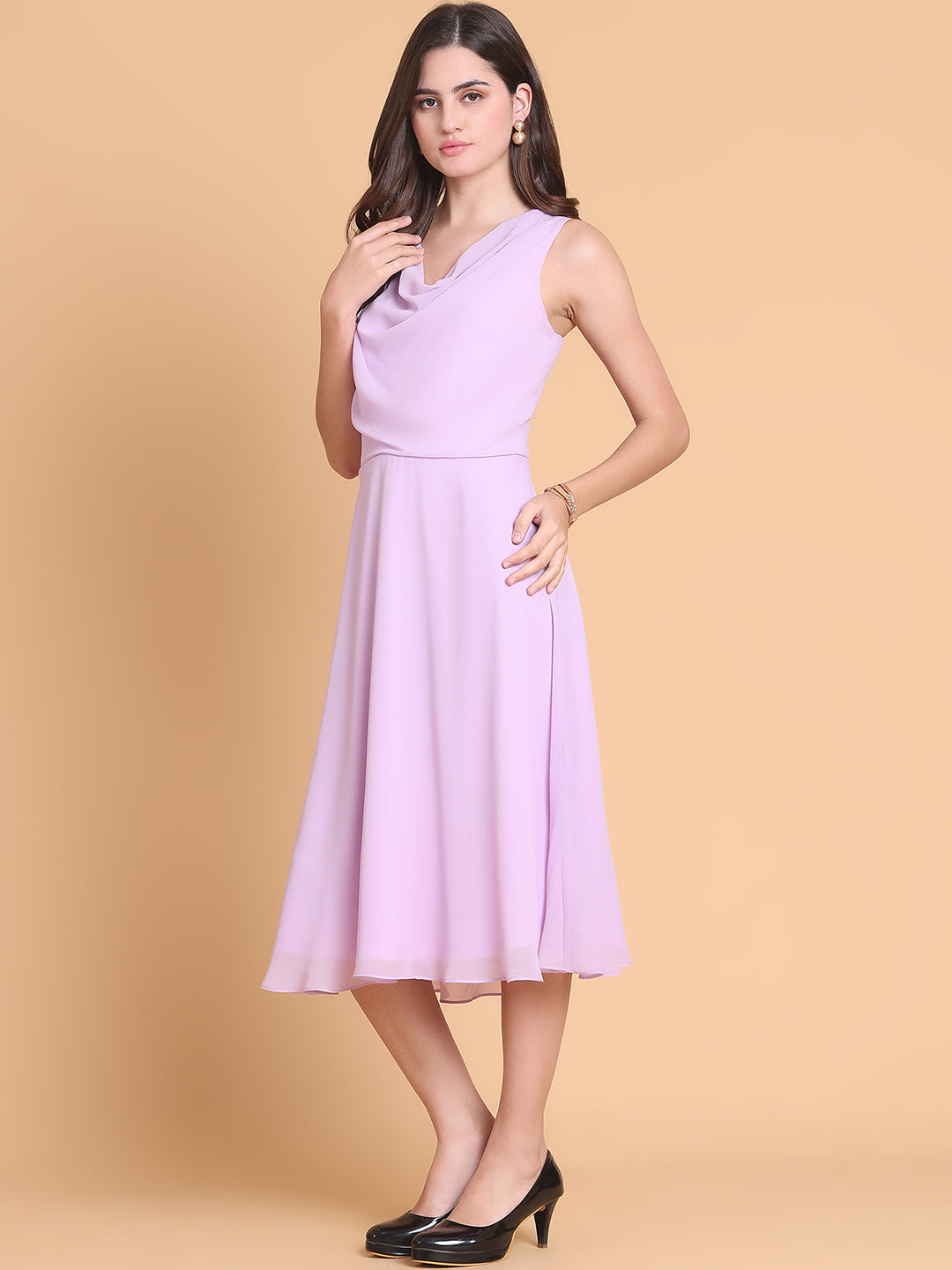 A-line Cowl Knee-Length Chiffon Cocktail Dress