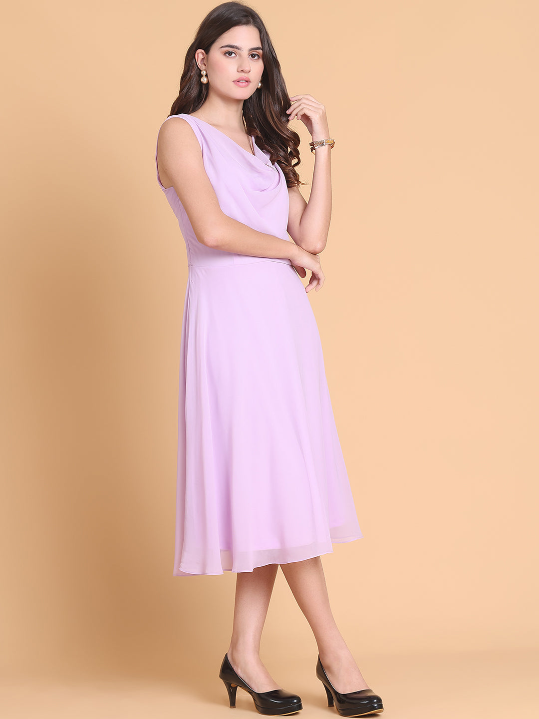 A-line Cowl Knee-Length Chiffon Cocktail Dress