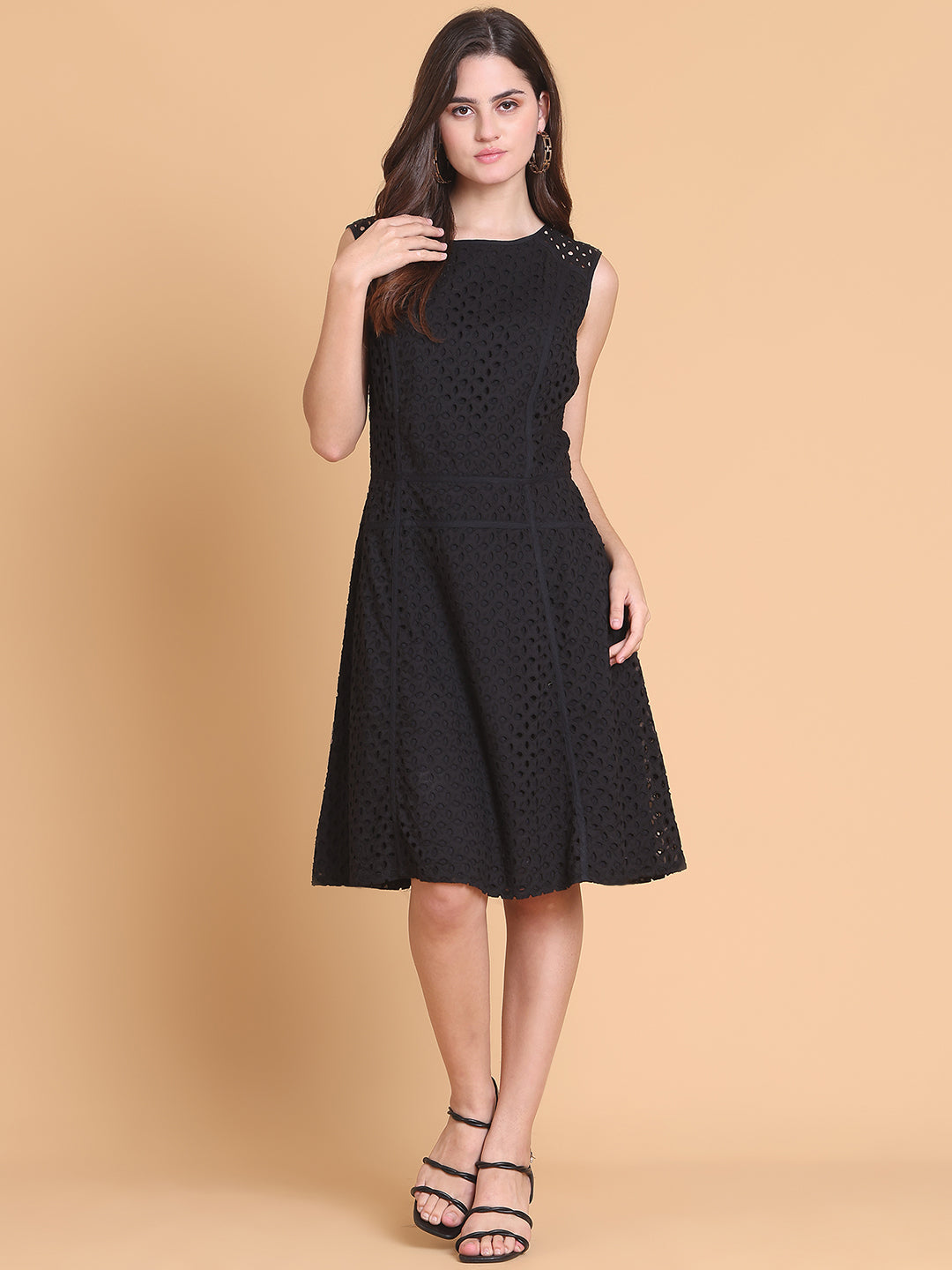 Floral Schiffli Cotton Sheath Dress