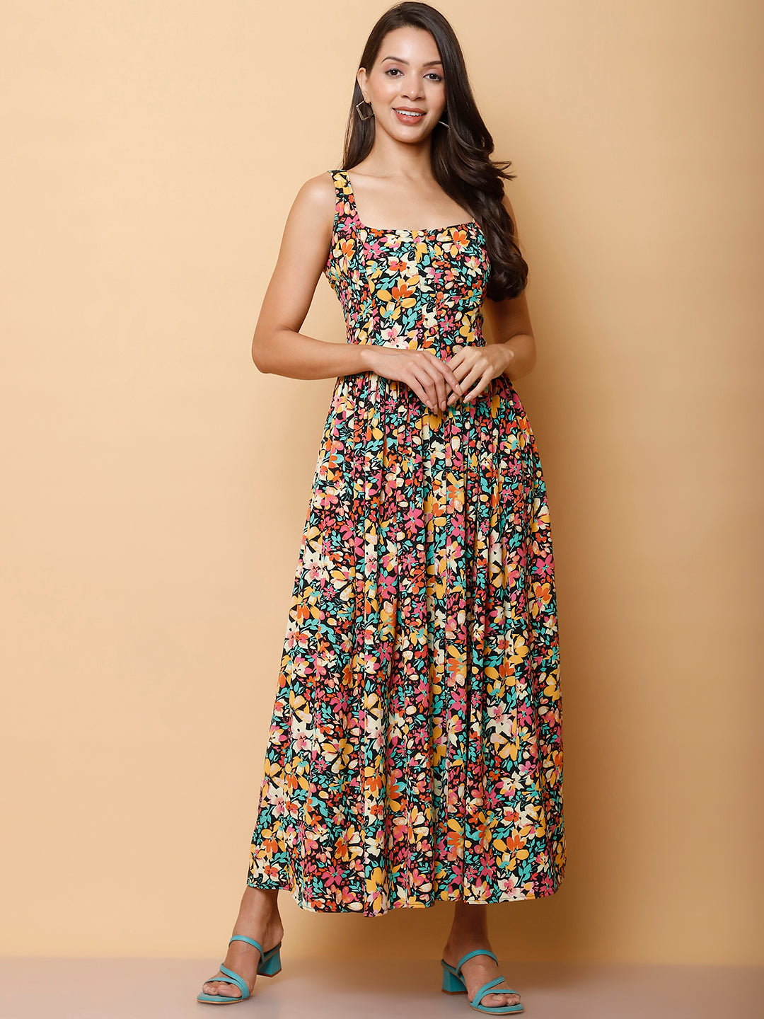 Floral Printed A-Line Maxi Dress