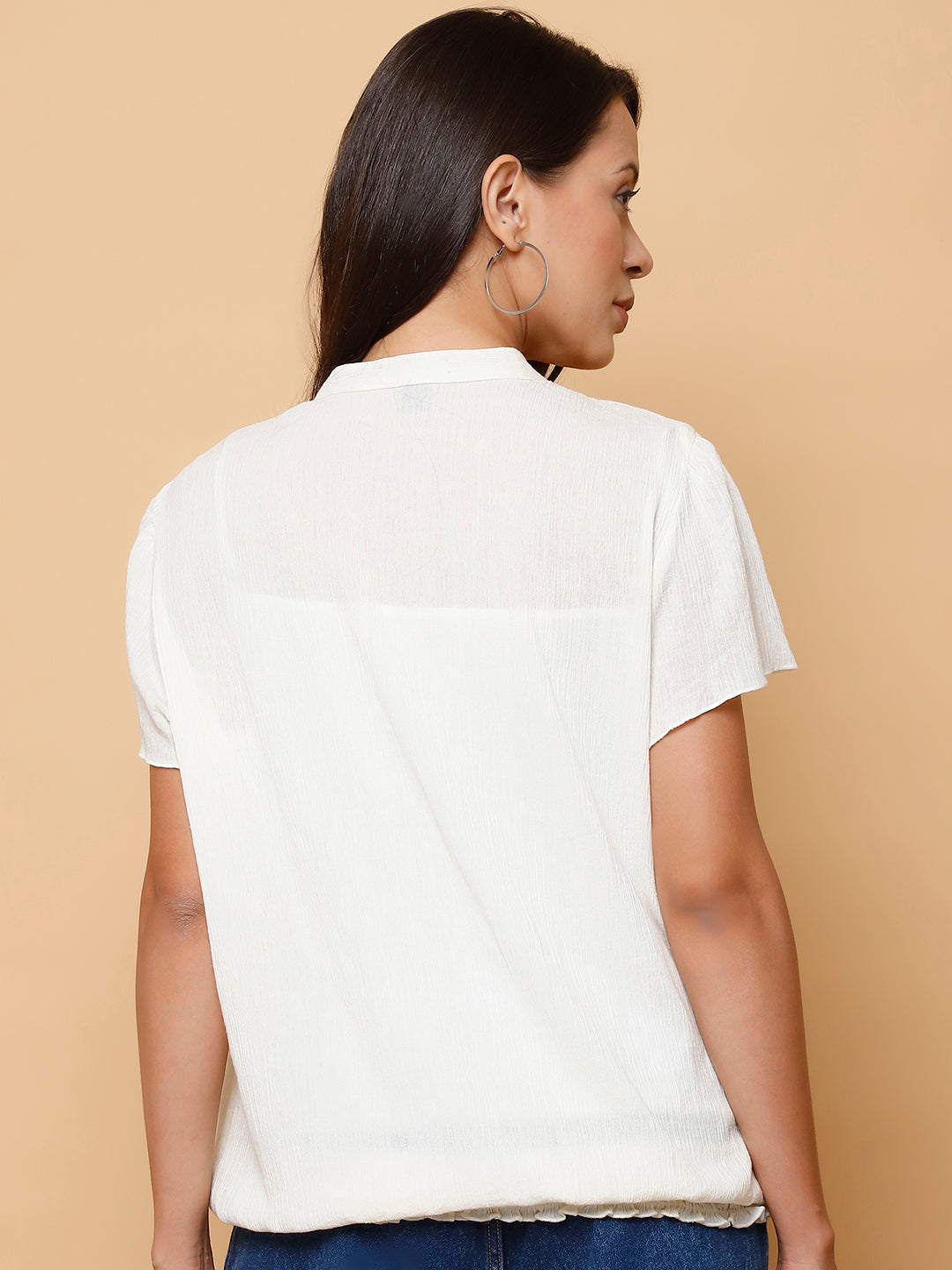 Lace Insert White Top