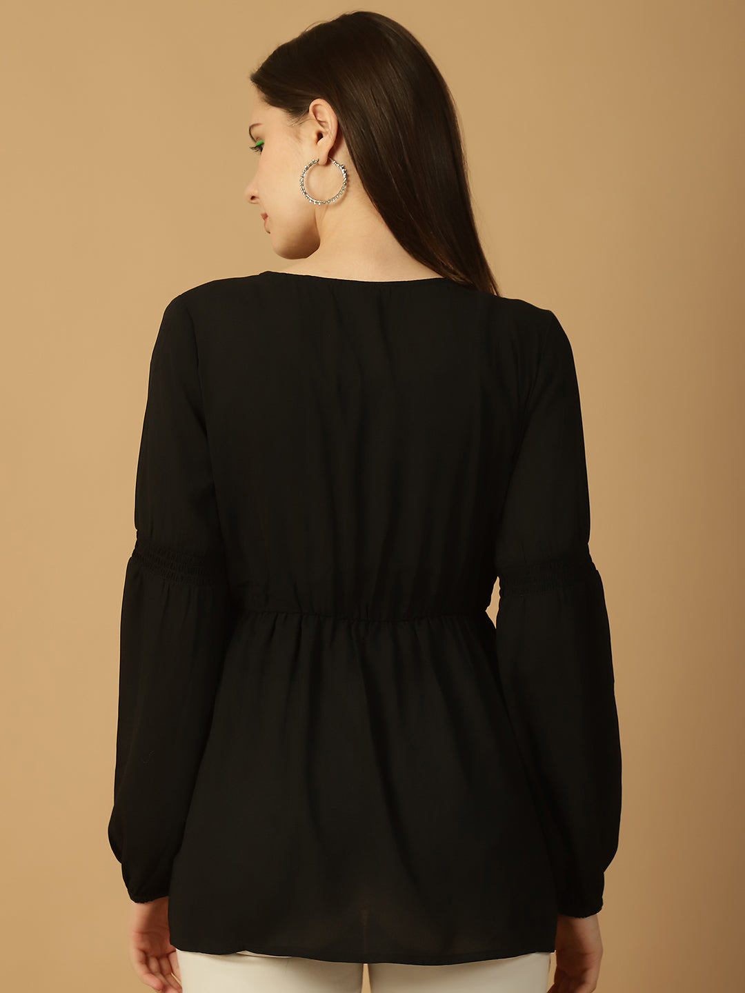 Embroidered Black Empire Top