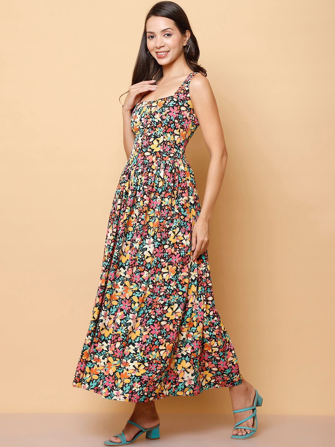 Floral Printed A-Line Maxi Dress