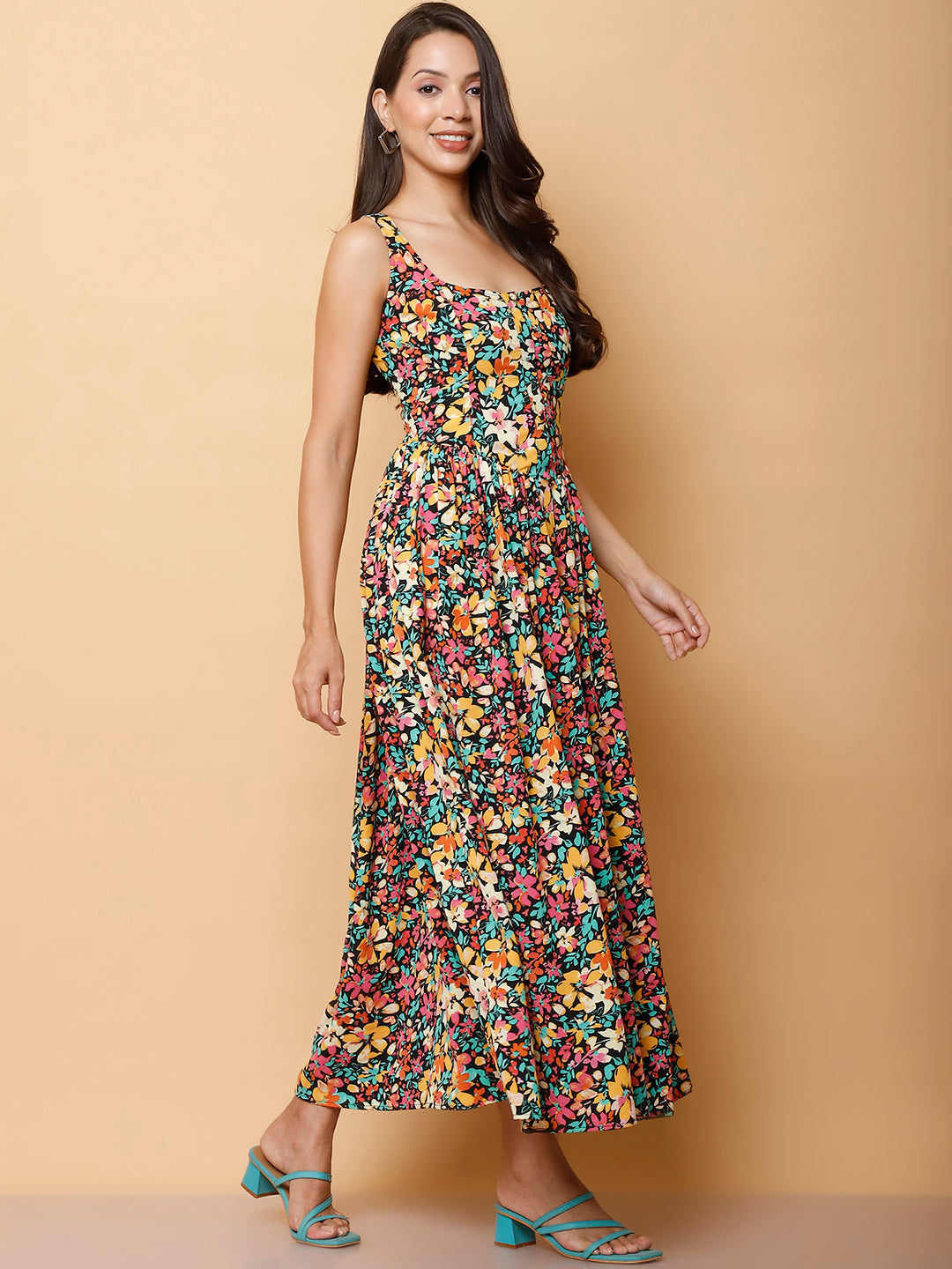 Floral Printed A-Line Maxi Dress