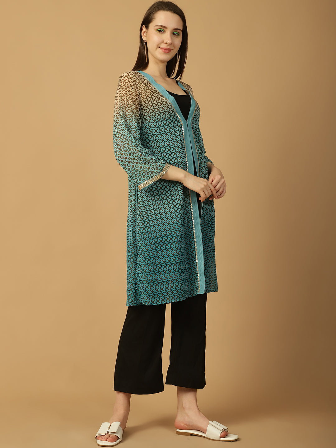 Sequined Open Front Shrug