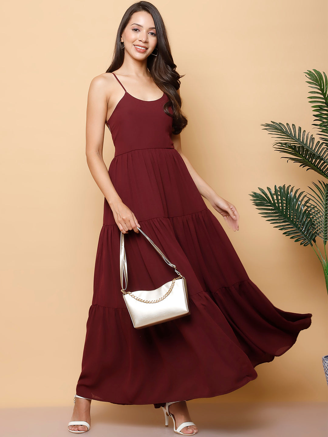 Backless Strappy Tiered Maxi Dress Backless Strappy Tiered Maxi Dress