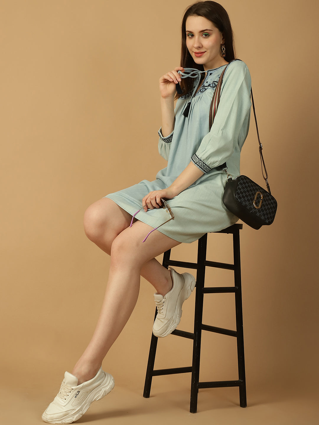 Embroidered Tassel Dress