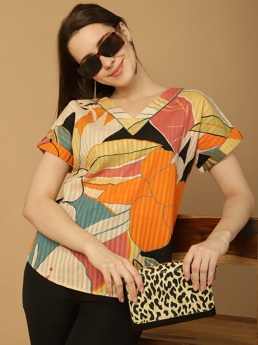Abstract Print Cotton Top