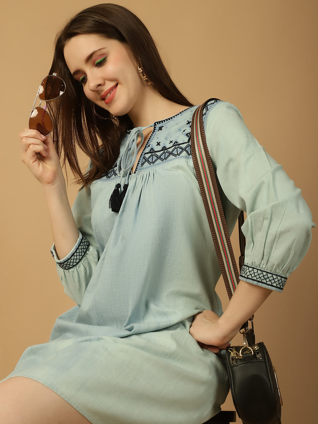 Embroidered Tassel Dress