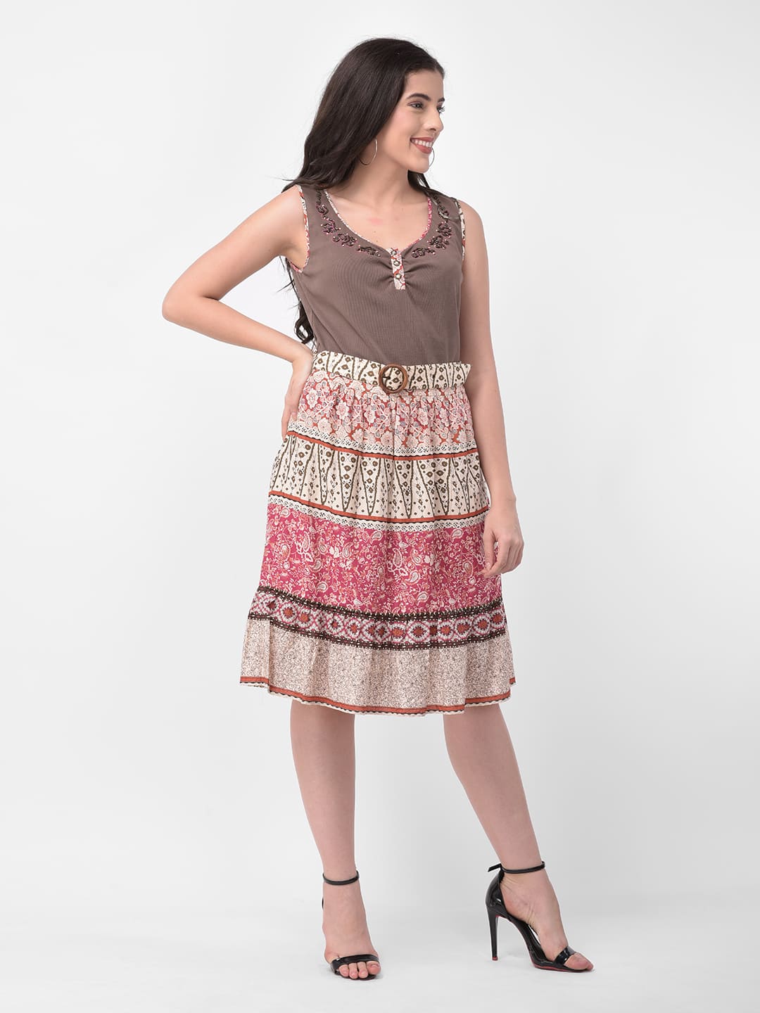 Embellished - Neck Fit & Flare Dress