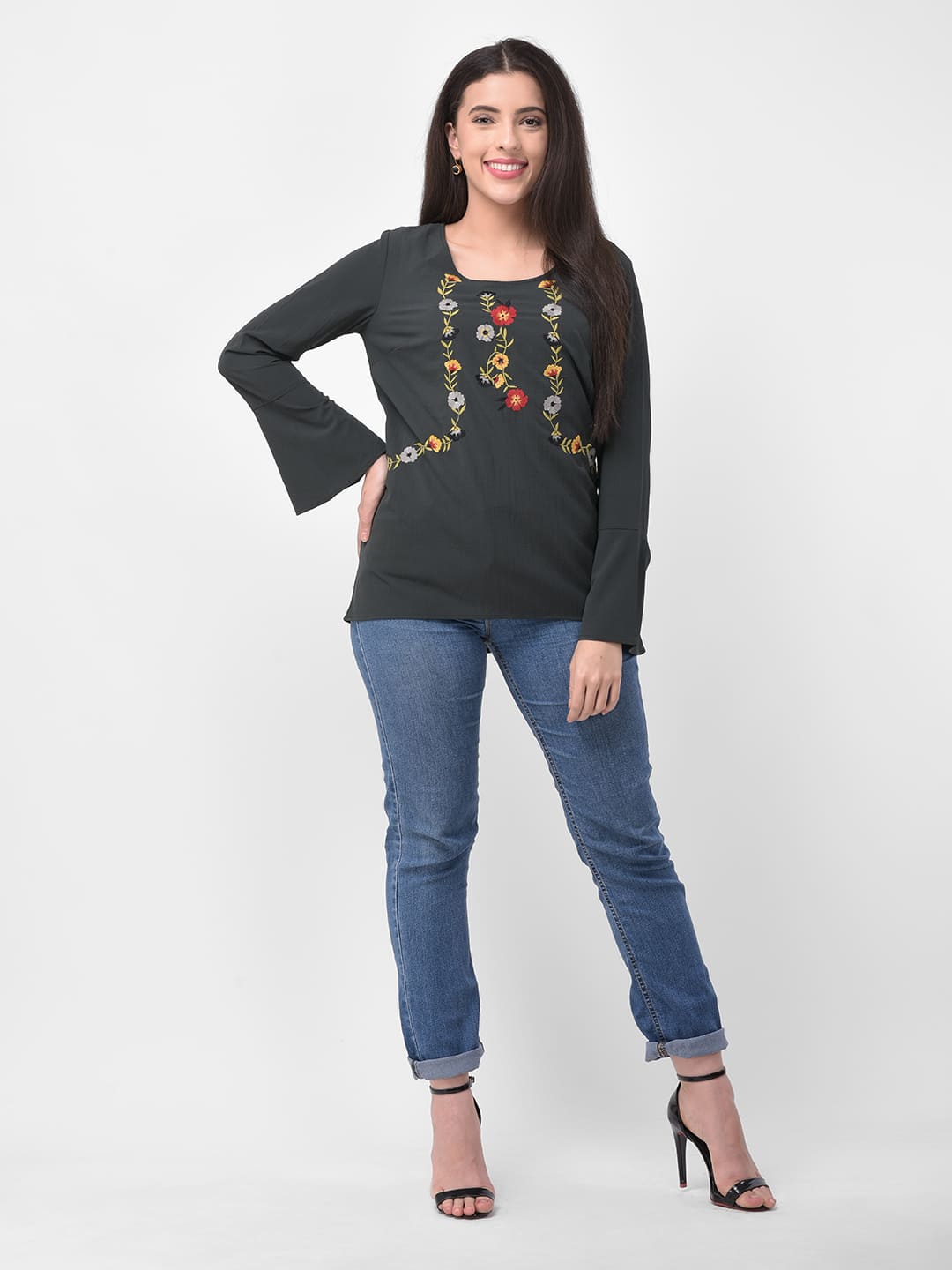 Bell Sleeves Embroidered Top