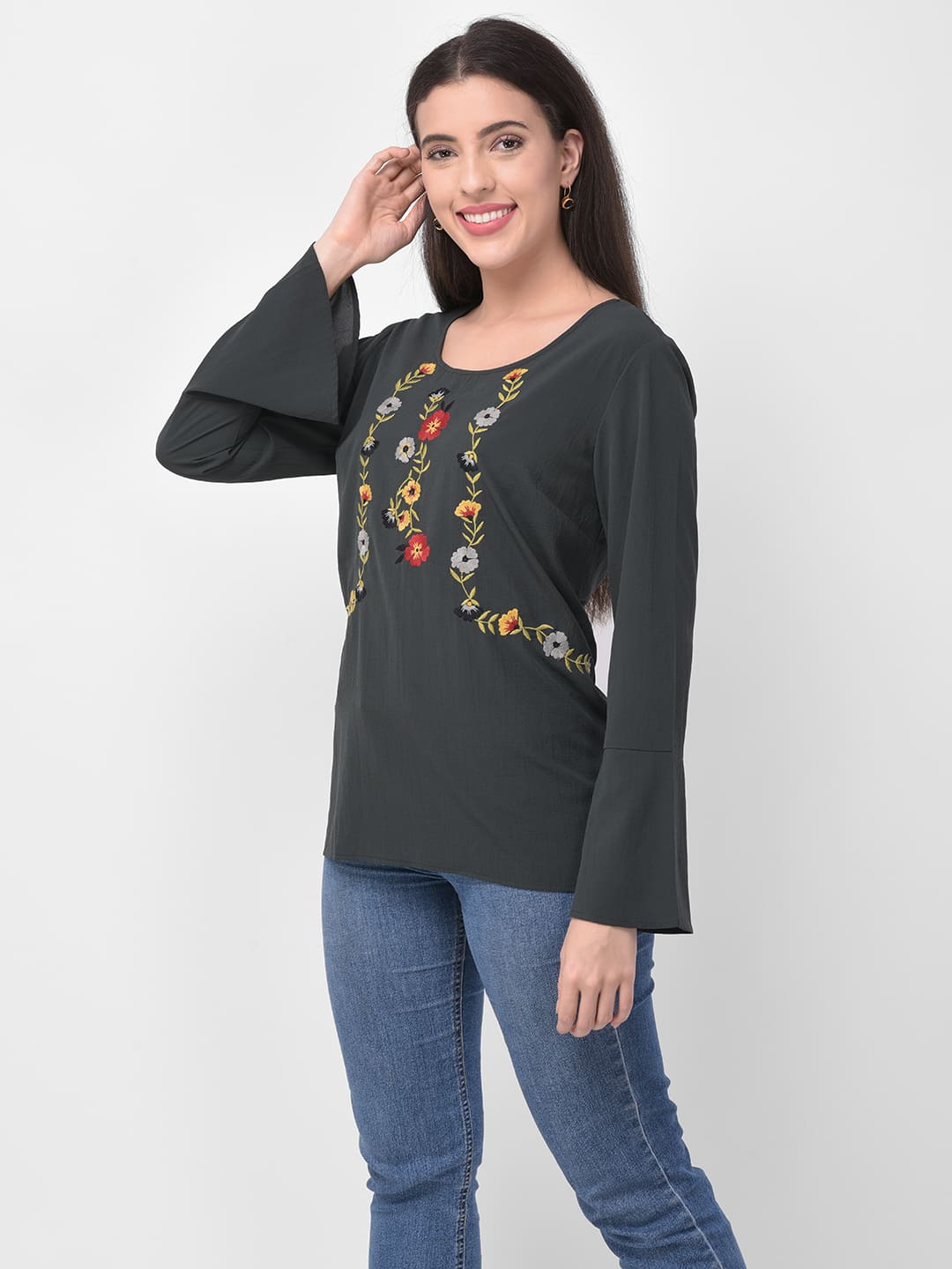 Bell Sleeves Embroidered Top