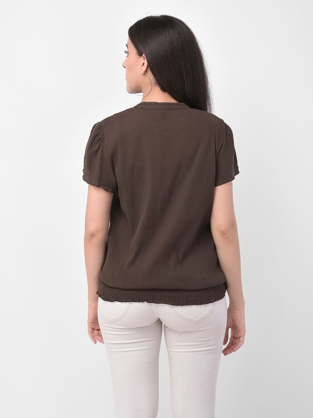 Solid Brown Lace Top