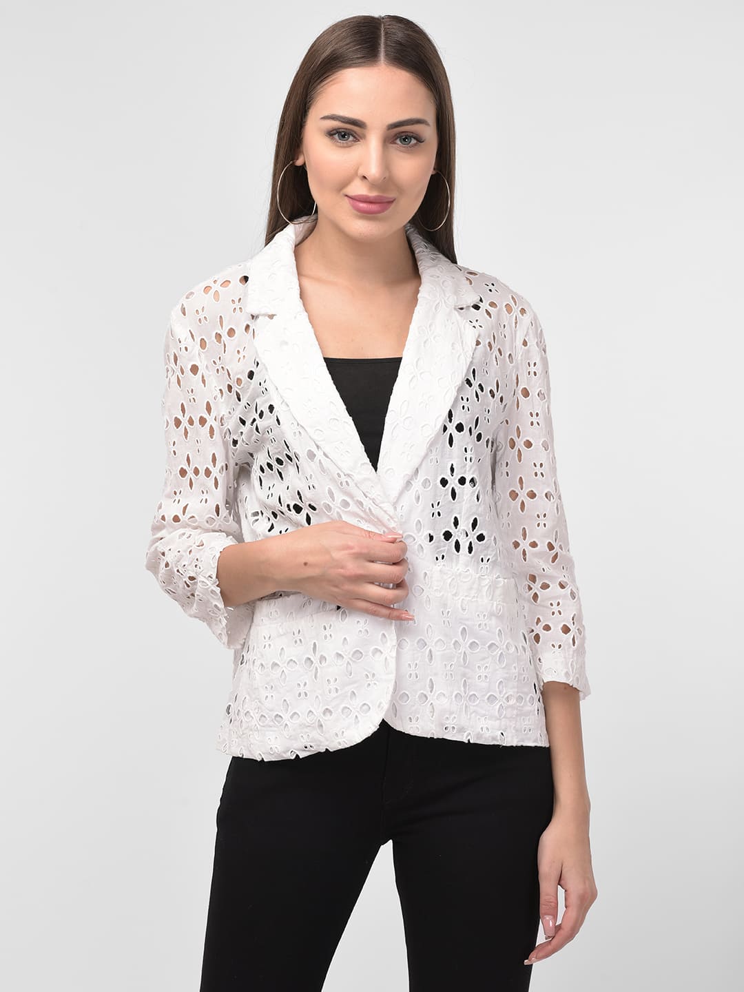 Single Button Schiffli Blazer