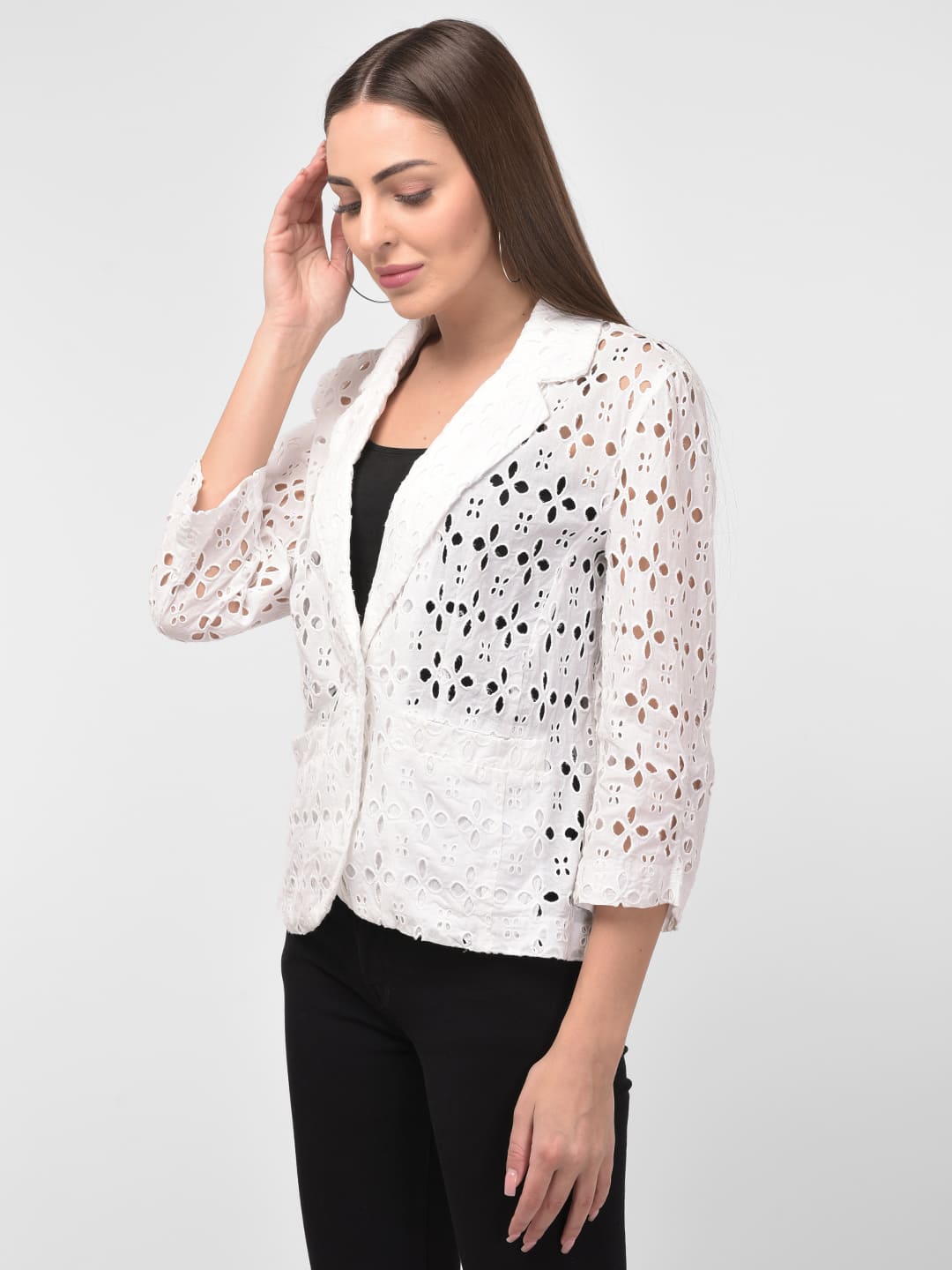 Single Button Schiffli Blazer
