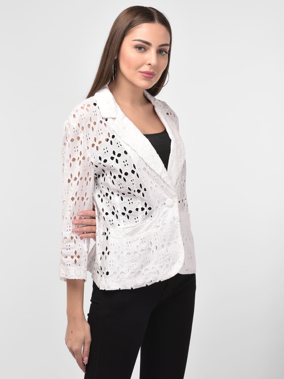 Single Button Schiffli Blazer