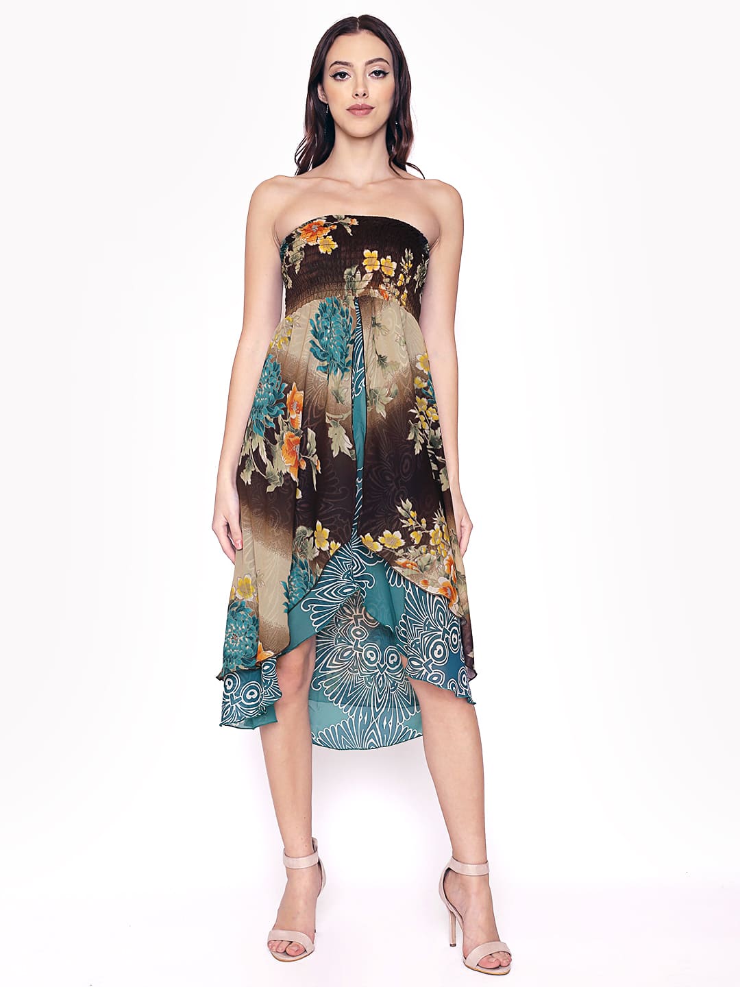 Floral Print Tube Dress