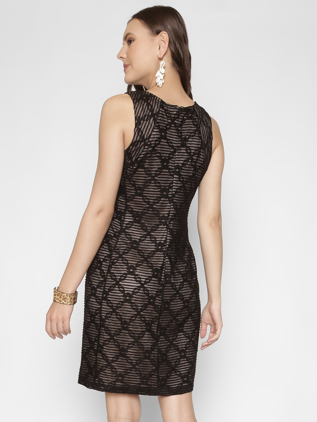 Body Cone Embellished Black Dress