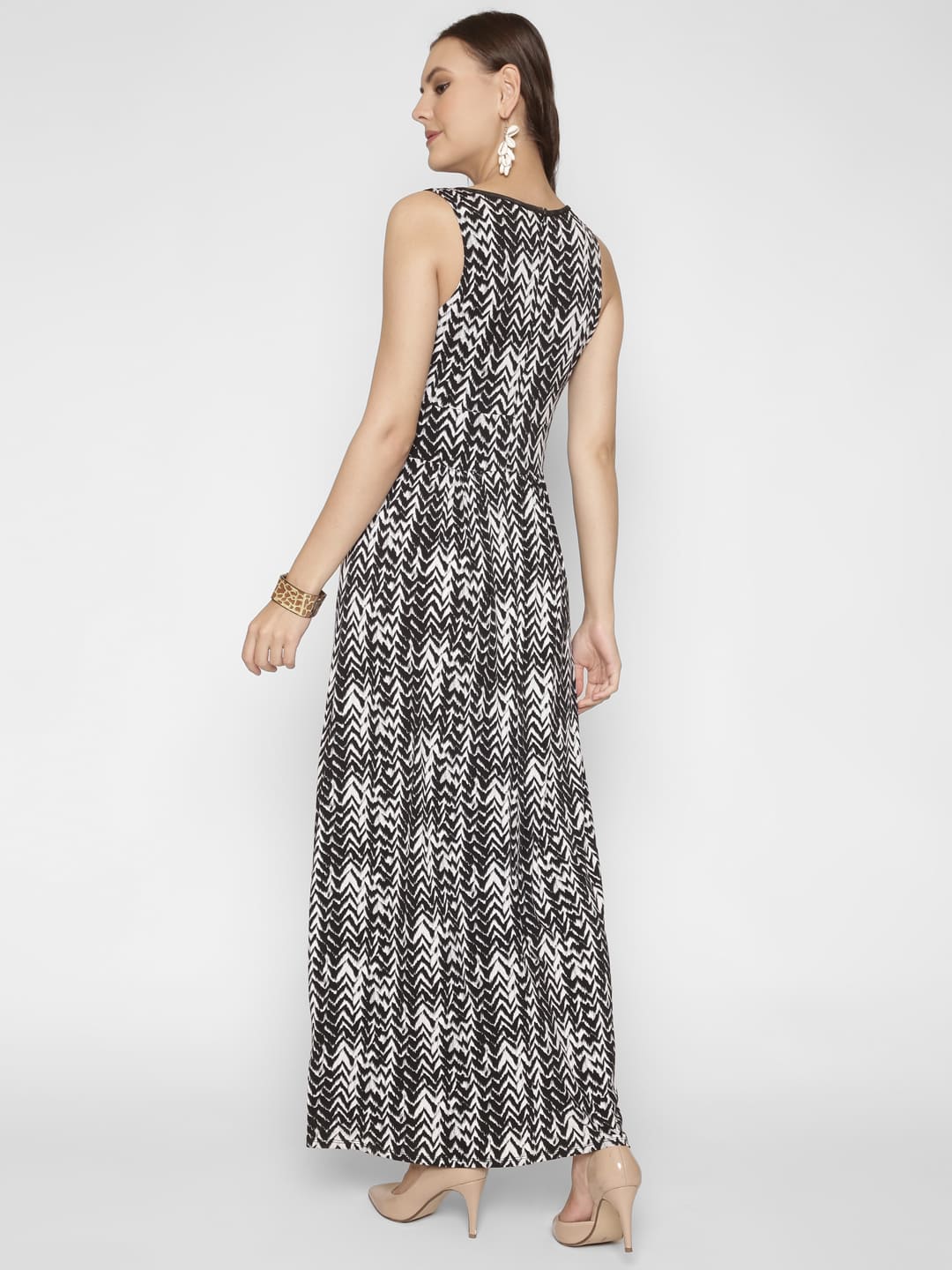 Abstract Print Keyhole Maxi Dress