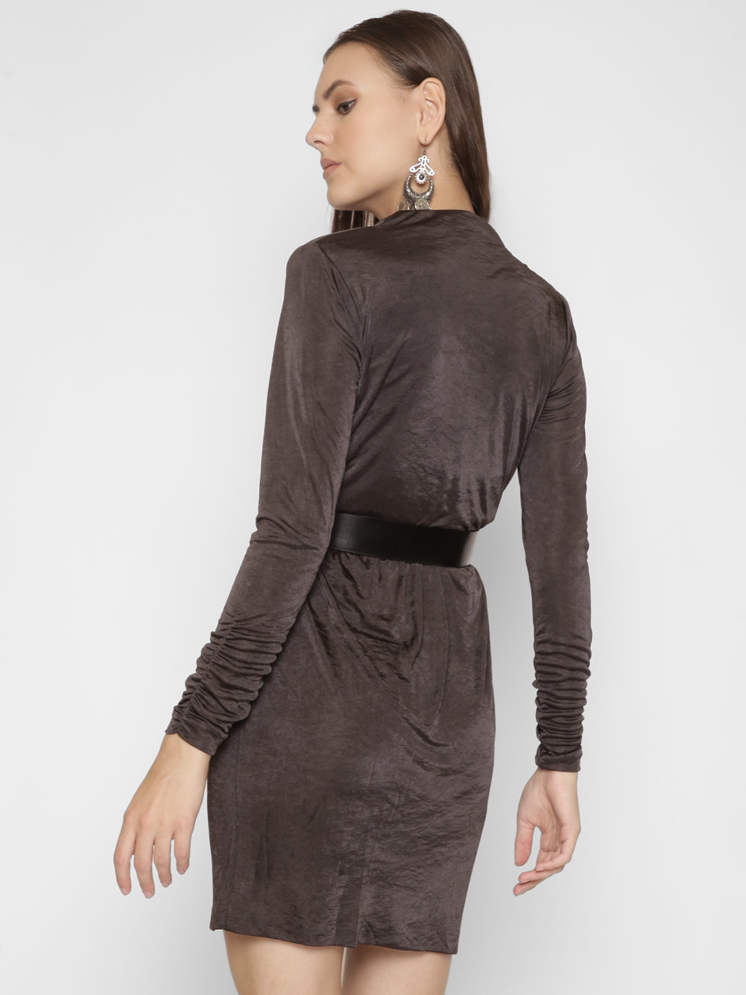 Draped Collar Body cone Dress