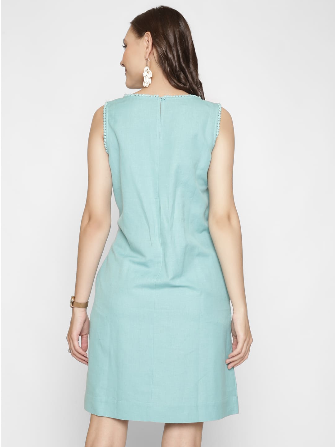 Sea Green Sleeveless Sheath Dress