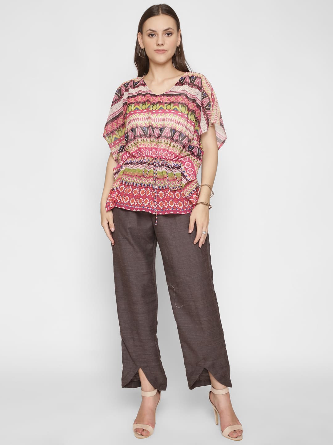 A-symmetrical Print Kaftan Top