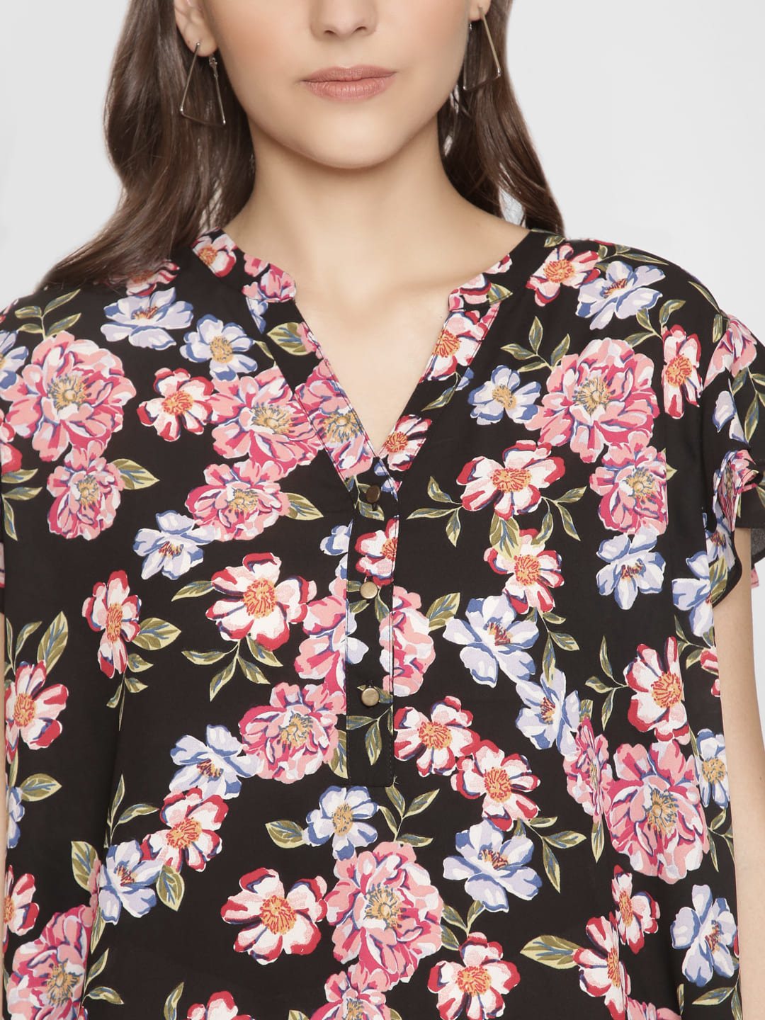 Mandarin Neck Floral Top