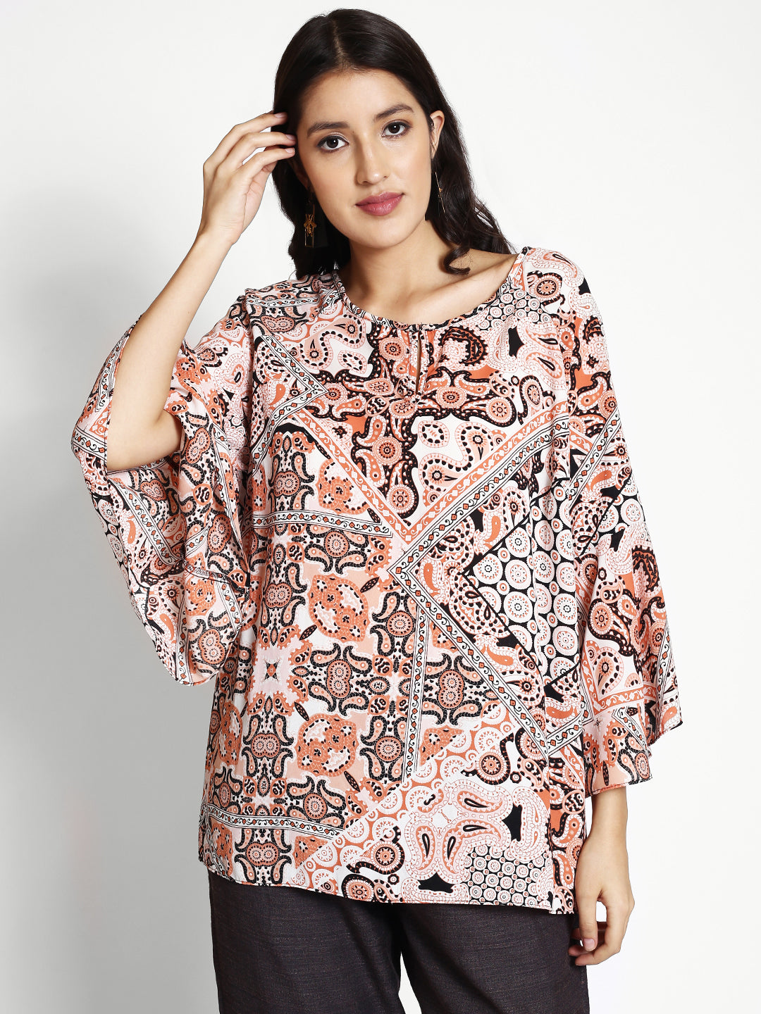 Paisley Printed Flared Sleeves Regular Top