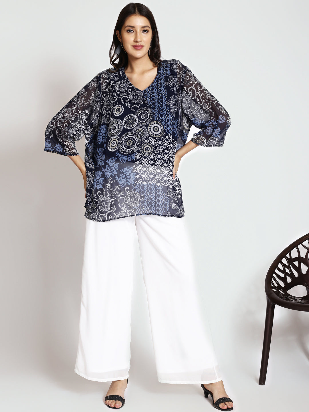 Ethnic Motifs Printed V-Neck Regular Top