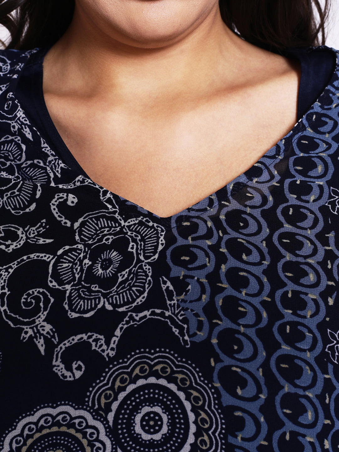 Ethnic Motifs Printed V-Neck Regular Top