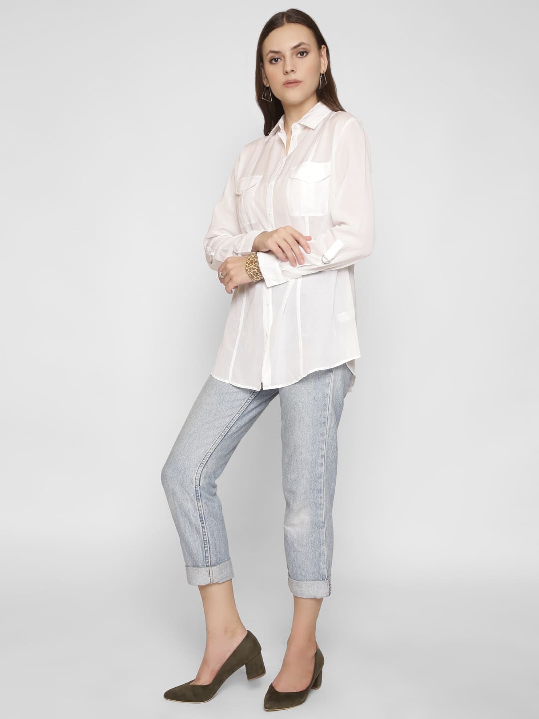 Full-Length Classic Shirt with Double Pockets