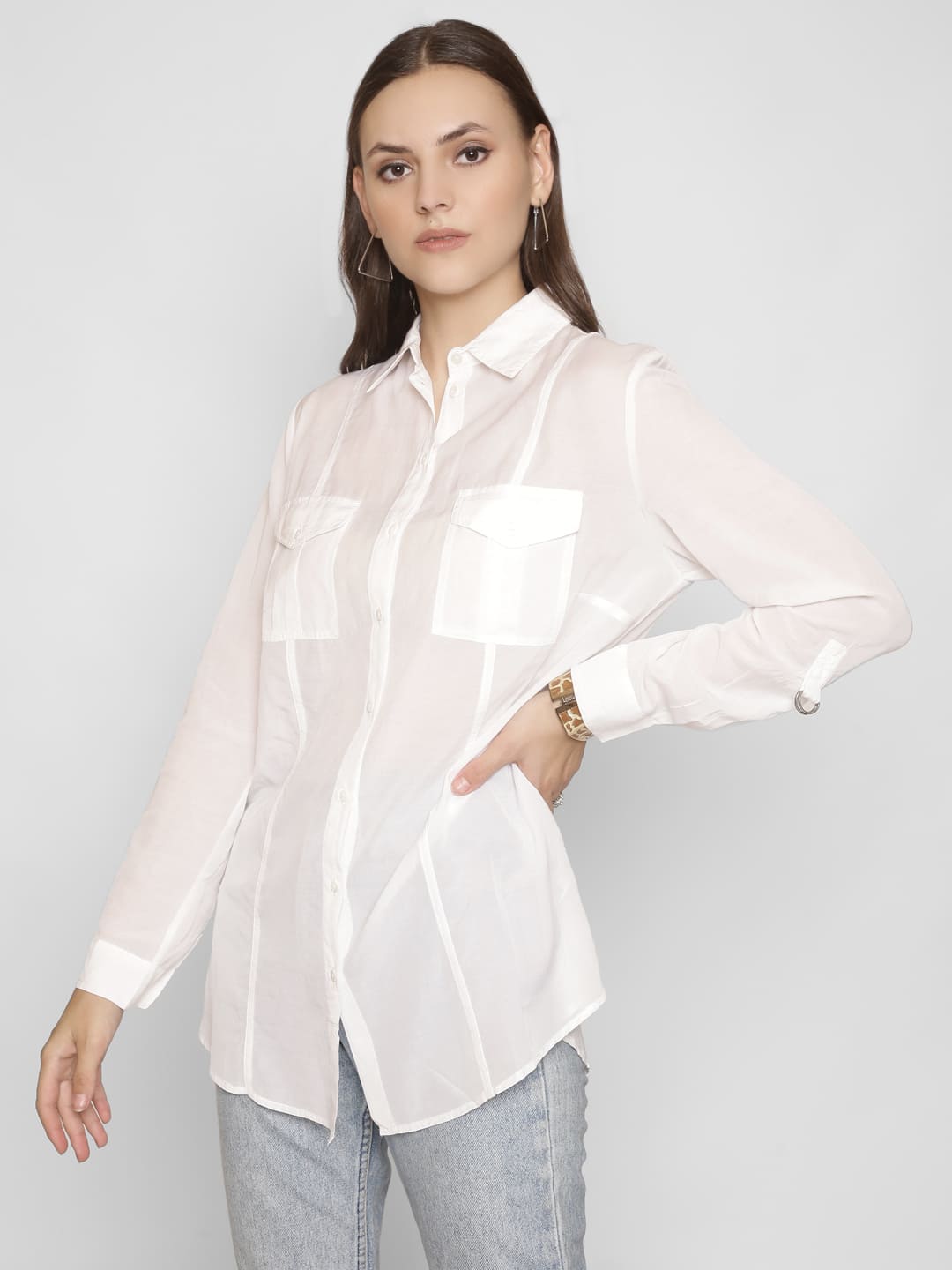 Full-Length Classic Shirt with Double Pockets