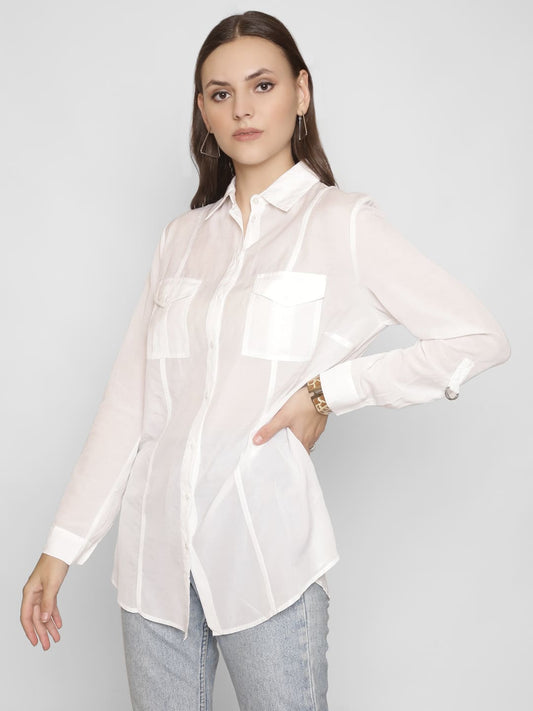 Full-Length Classic Shirt with Double Pockets