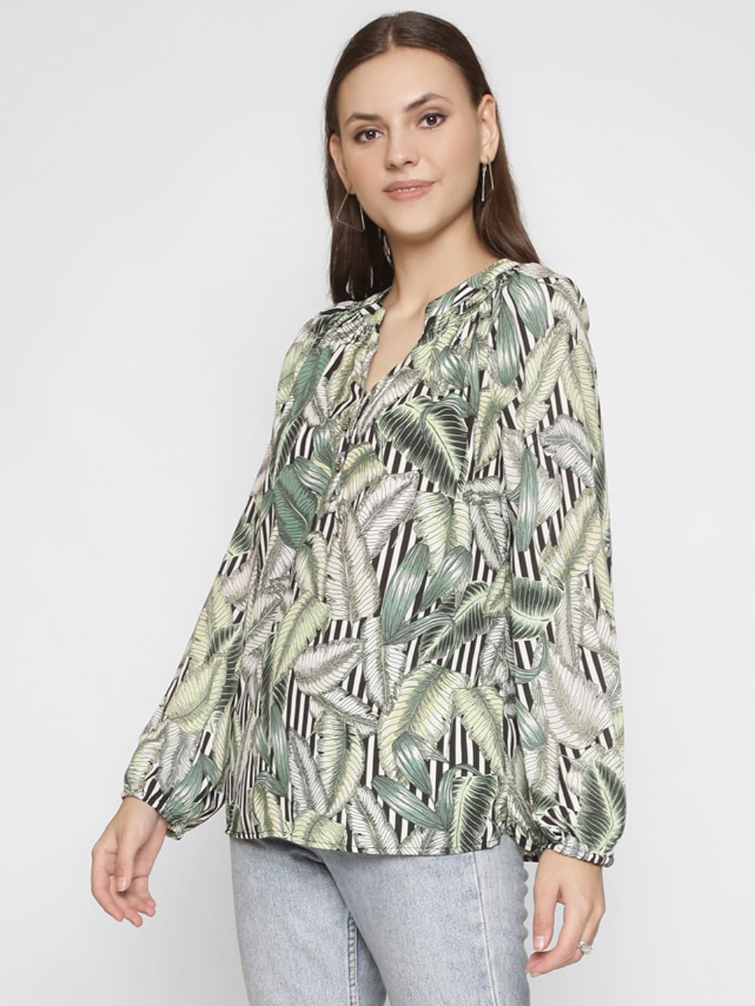 Mandarin Neck Tropical Top