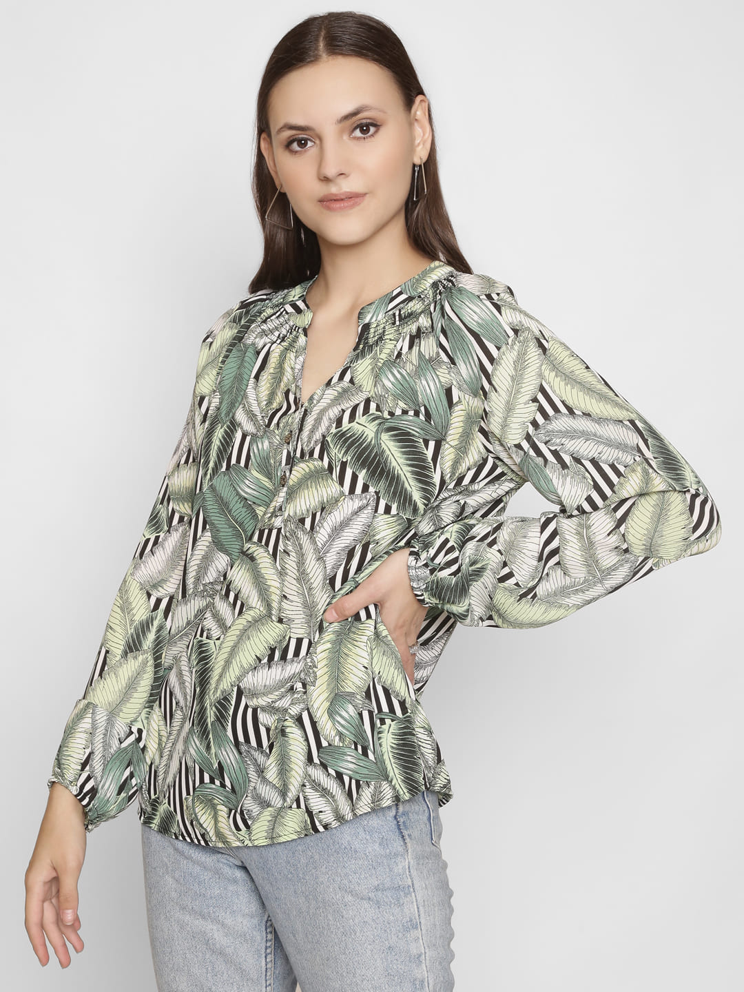 Mandarin Neck Tropical Top