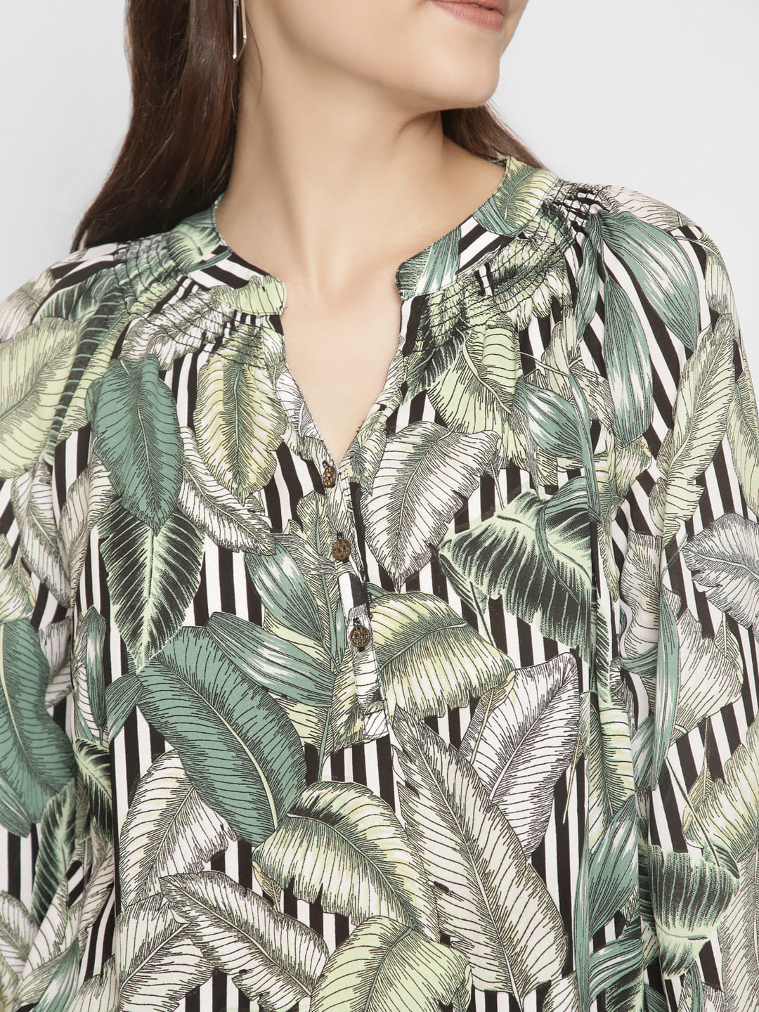 Mandarin Neck Tropical Top