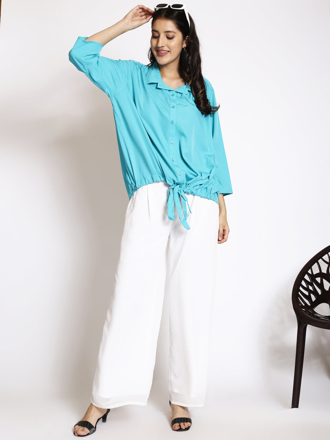 Longline Tie-Up Casual Shirt
