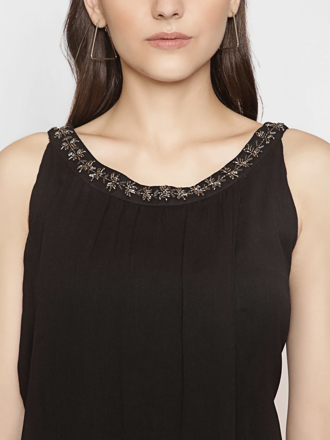 Embellished A-Line Sleeveless Dress