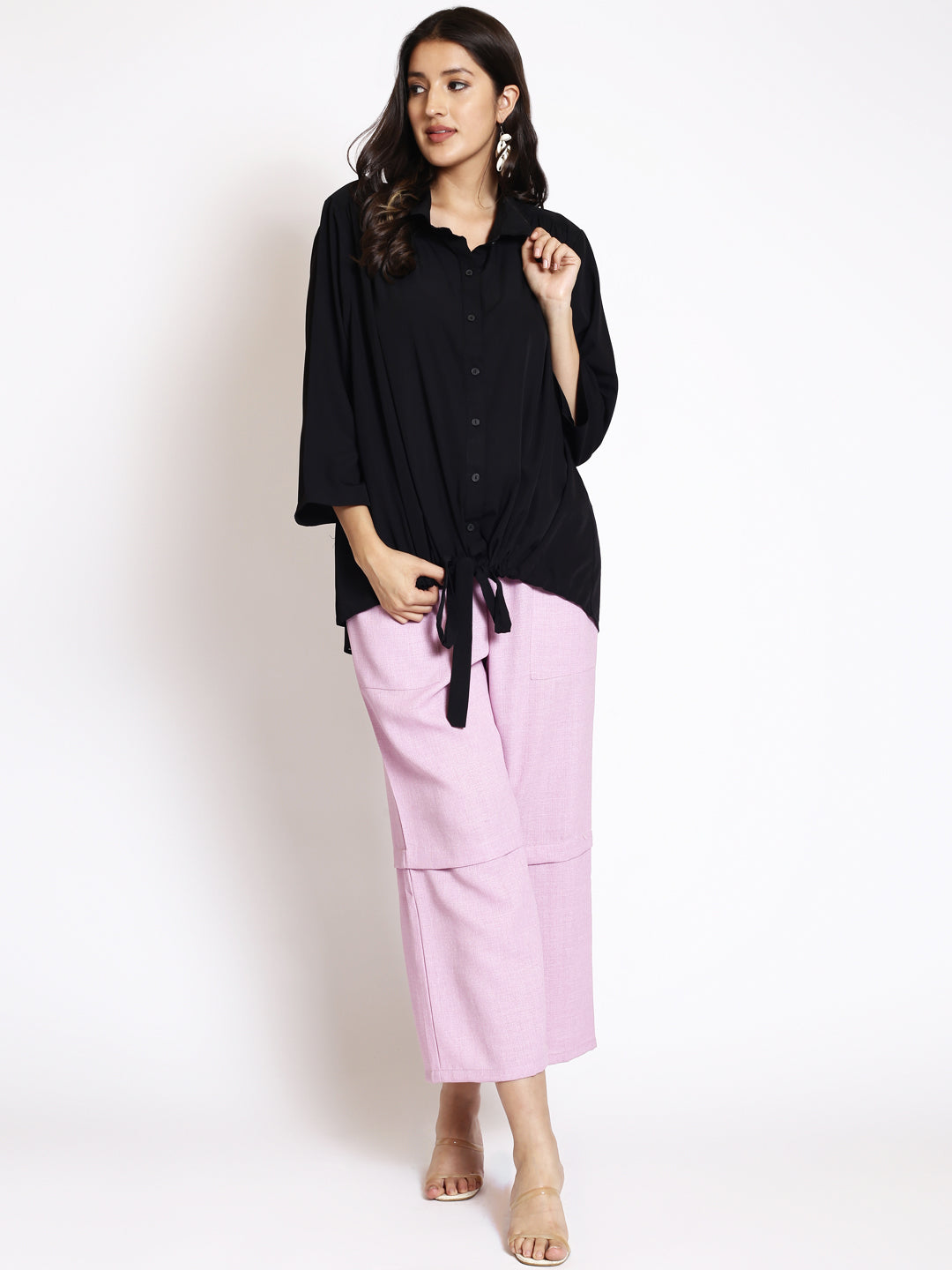Longline Tie-Up Casual Shirt