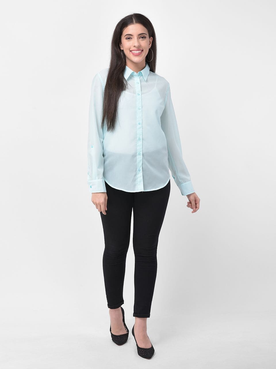 Turquoise Solid Casual Shirt