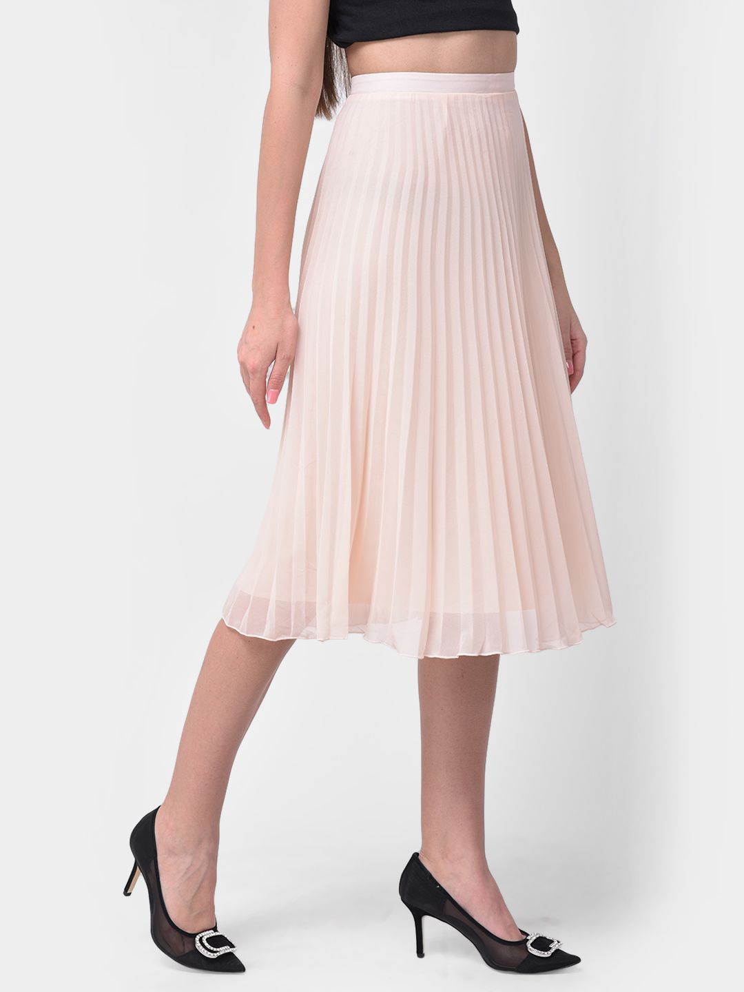 Peach Pleated Skirt