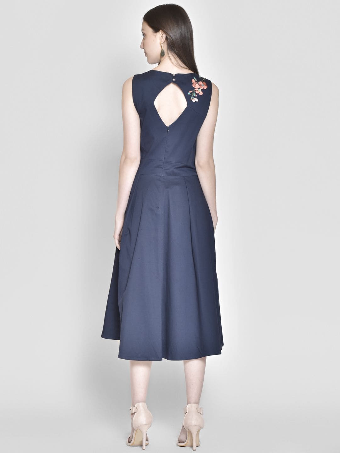 Embroidered Fit & Flared Midi Dress