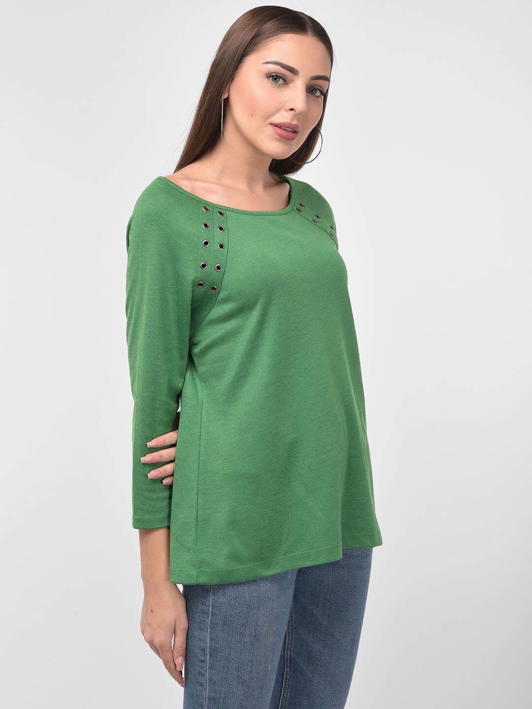 Women Tie Up Detail White Round Neck Boxy Top