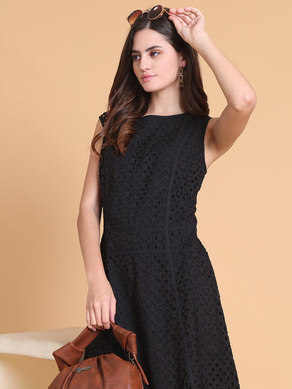 Floral Schiffli Cotton Sheath Dress