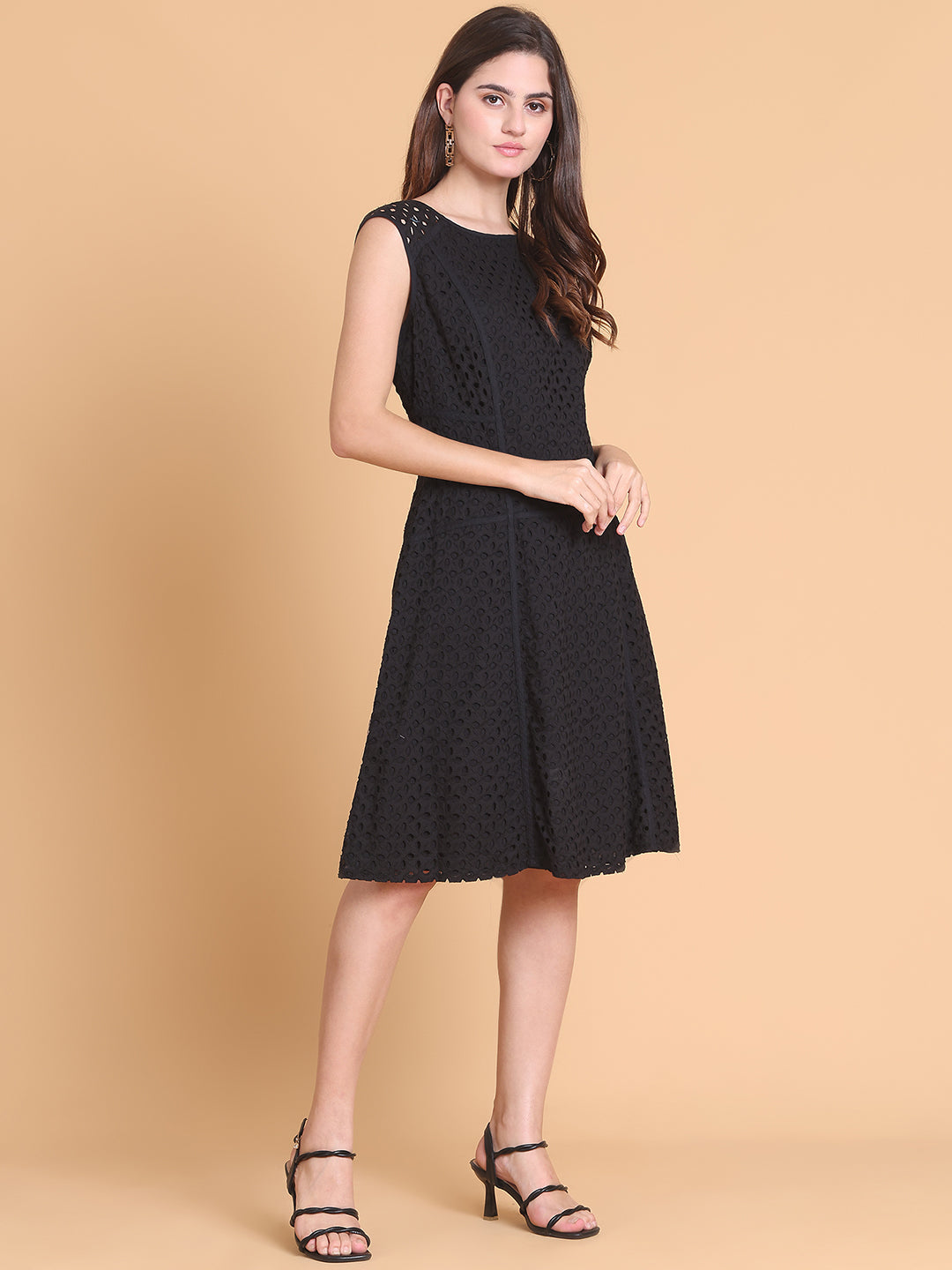 Floral Schiffli Cotton Sheath Dress