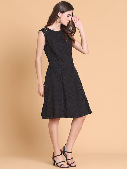Floral Schiffli Cotton Sheath Dress