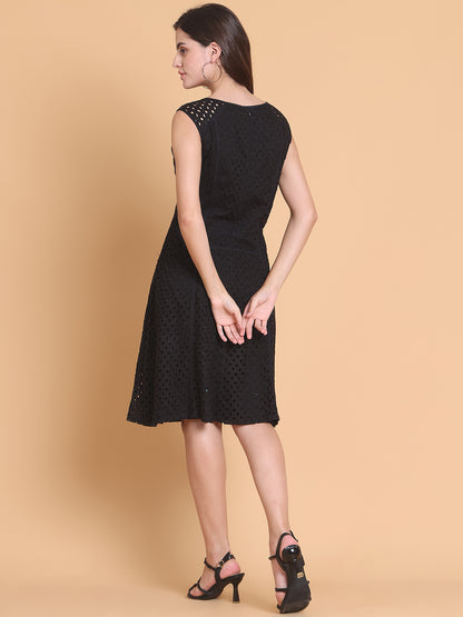 Floral Schiffli Cotton Sheath Dress