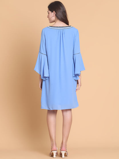 Embroidered Bell Sleeves Dress